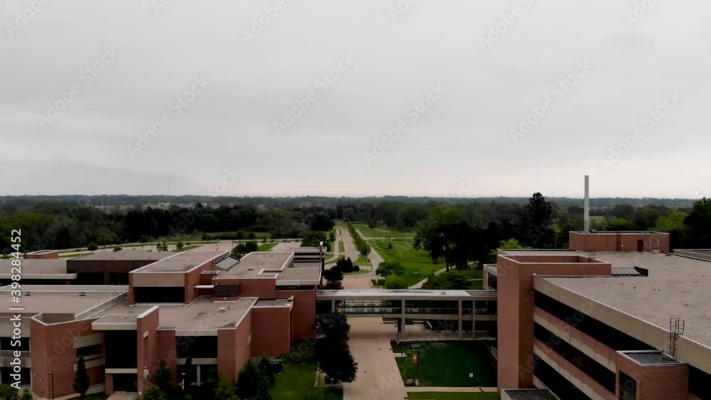 Aerial view of University of Wisconsin, Parkside buildings and campus Aerial view of University of Wisconsin, Parkside buildings and campus