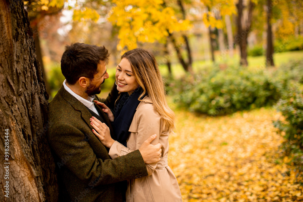 Young couple in the autumn park Young couple in the autumn park