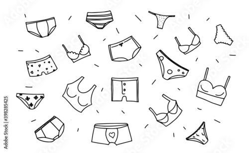 hand drawn doodle set of panties