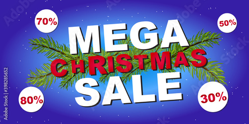 Christmas Sale banner.Big sale offer, banner template. Winter holidays discounts and sellout in stores and shops.