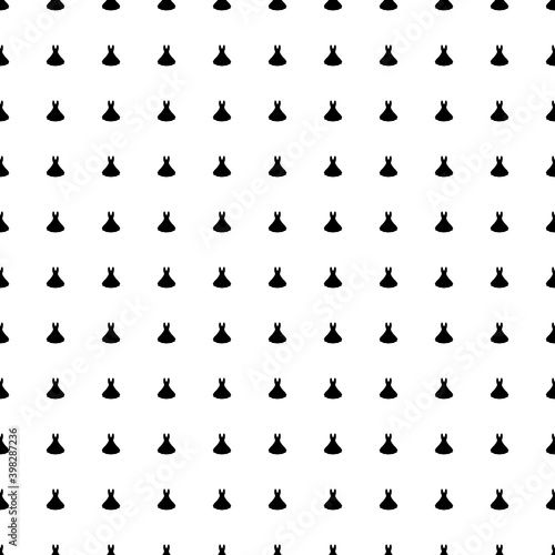 Square seamless background pattern from geometric shapes. The pattern is evenly filled with black flared dress symbols. Vector illustration on white background