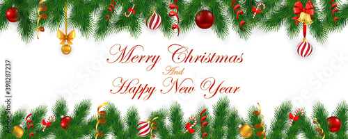 Merry christmas and happy new year panoramic view