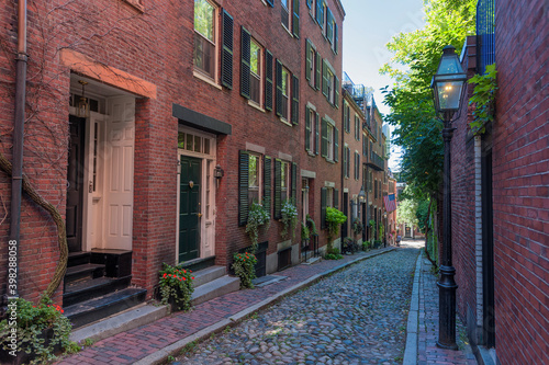 Beacon Hill's Acorn Street in Boston Massachusetts photo