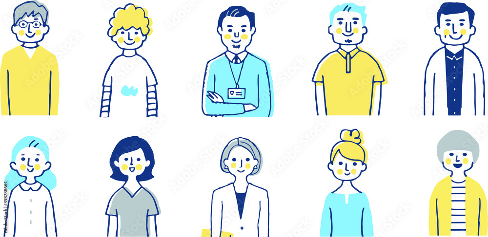 さまざまな人々 上半身 さまざまな人々 上半身