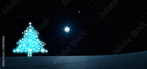 Leuchtender Stern über einer Schneedecke