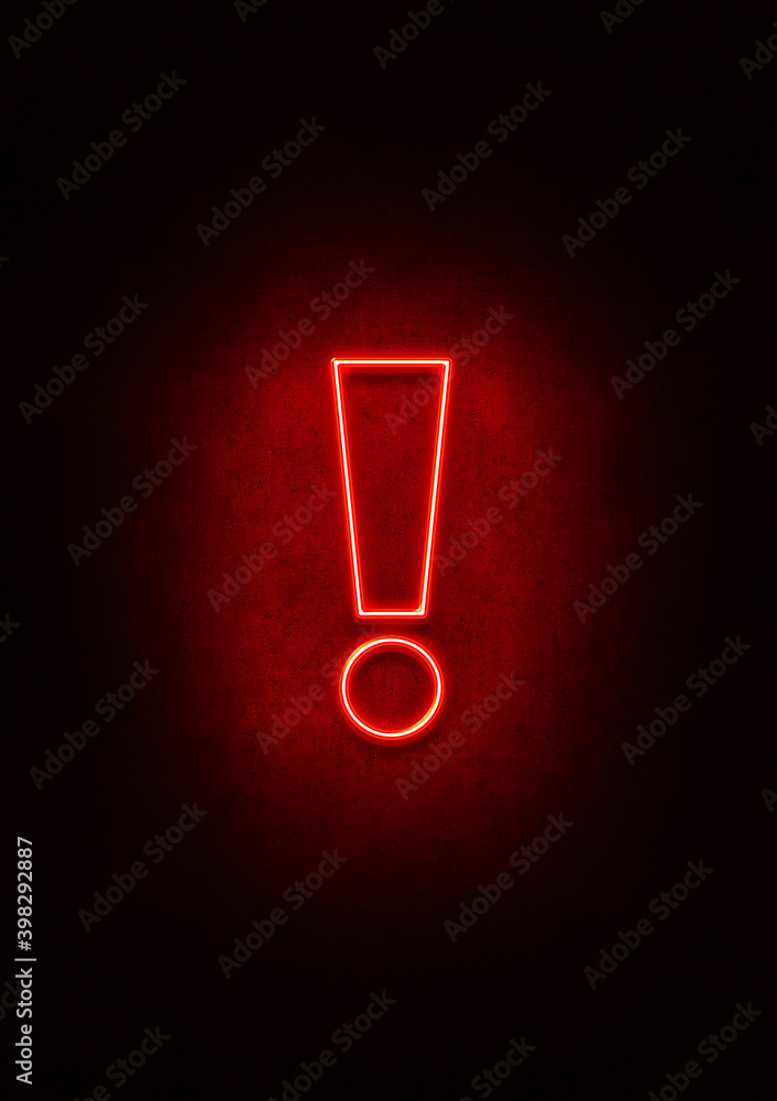 Red Neon exclamation mark sign Red Neon exclamation mark sign