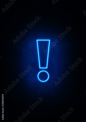 Blue Neon exclamation mark sign