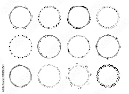 Set of frames, wreaths and laurels. Vintage templates. Elements for wedding, holiday and greeting cards. Vector illustration.
