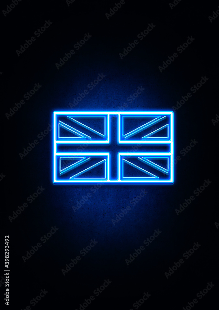 Blue Neon Union Jack Flag Sign Stock Illustration Adobe Stock
