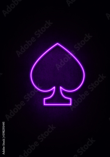Purple Neon Spades Sign