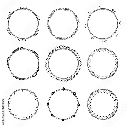 Set of frames, laurels and wreaths. Elements for wedding, holiday and greeting cards. Vintage templates. Vector illustration.