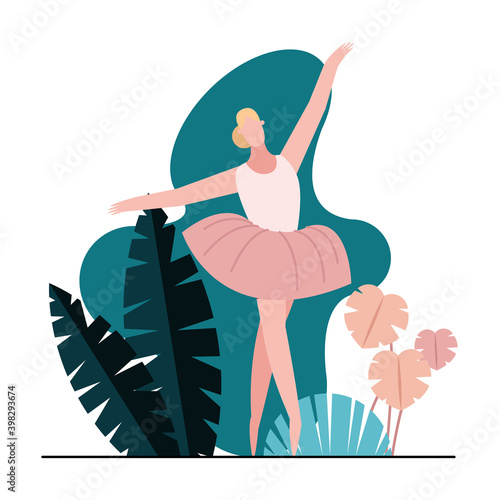 young woman practicing ballet character