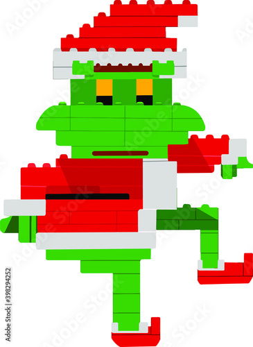 green monster who stole christmas from blocks of blocks. kids toy constructor
