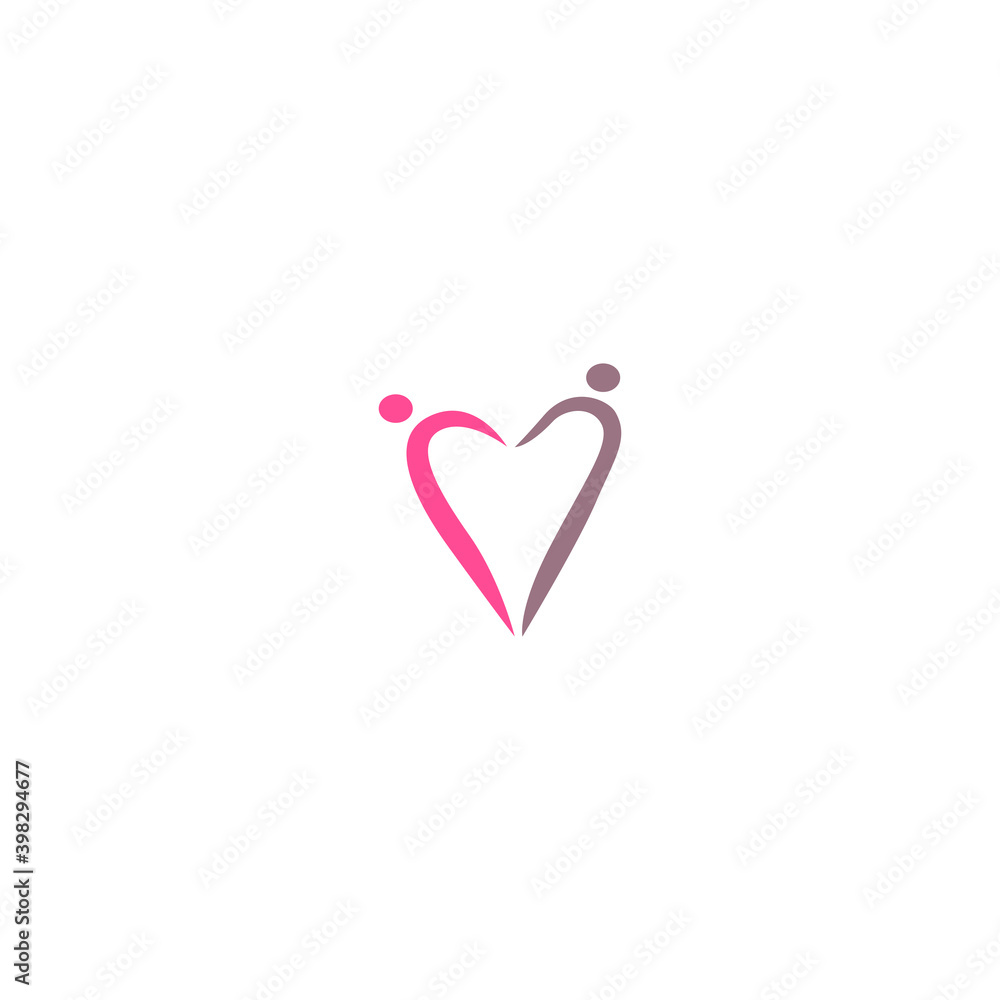 Heart shaped sign (2 persons), symbol isolated on white Heart shaped sign (2 persons), symbol isolated on white