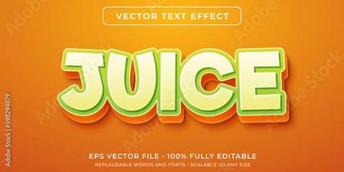 Editable text effect - fruit juice cartoon text style