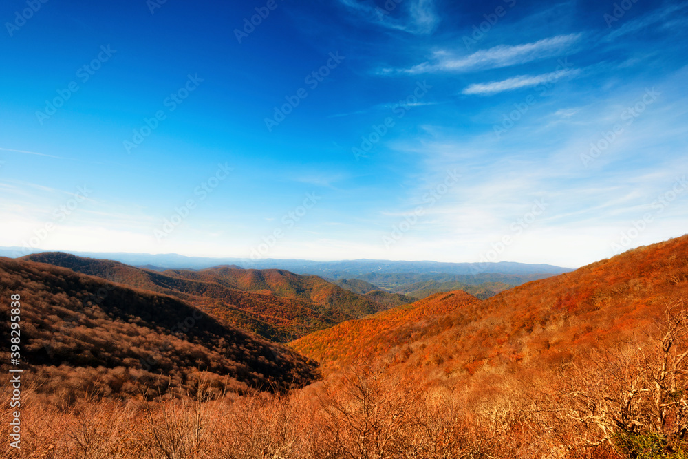 Autumn Scenic Drive along The Blue Ridge Parkway in North Carolina