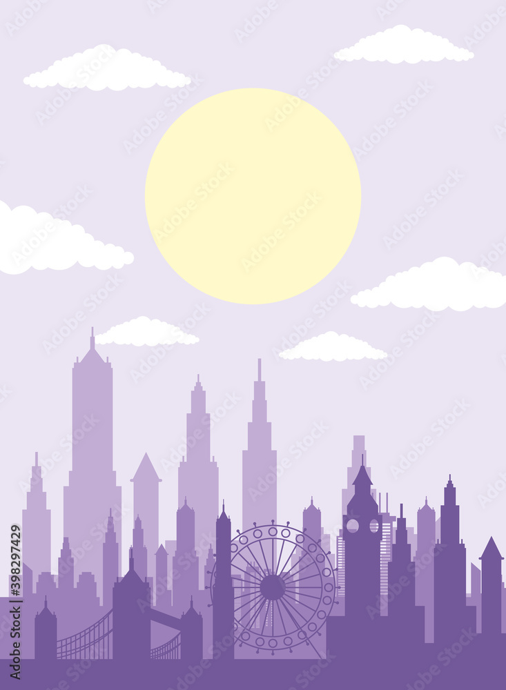 cityscape london skyline scene icon