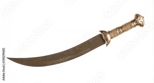 golden turkish ottoman sword isolated on white background photo