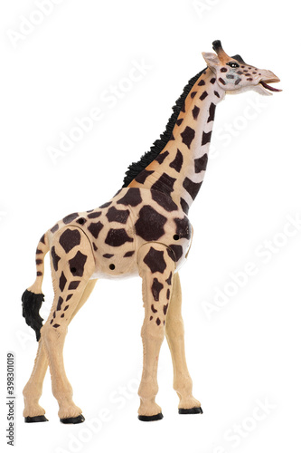 toy plastic giraffe isolated on white background