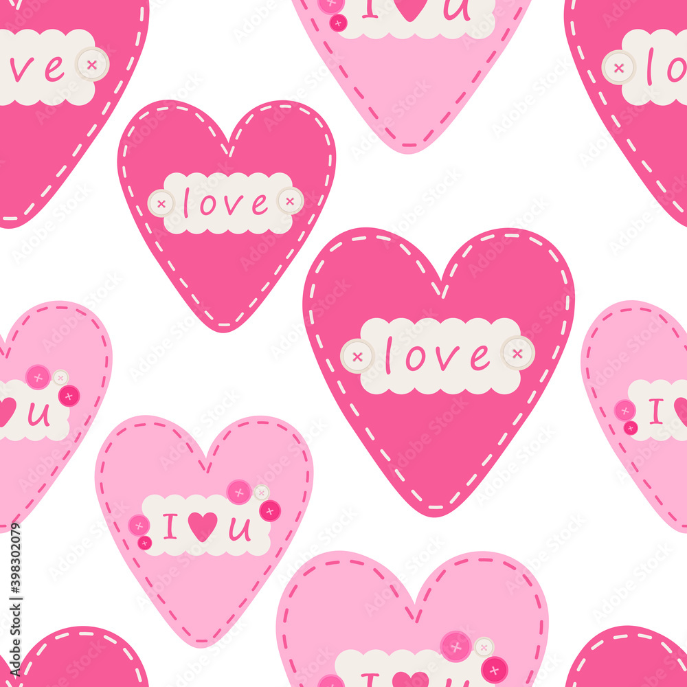 Seamless pattern heart Valentine's day vector illustration