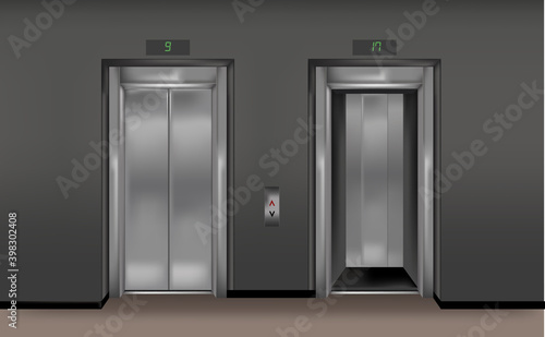 Modern metallic elavator vector design illustration