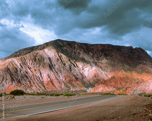 Beautiful mountains of cafayate, Salta, Argentina. the big clouds above photo