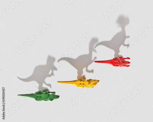 Shadows from dinosaur toys. photo