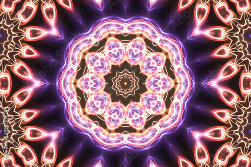 Esoteruc magic neon glowing geometric mandala fantasy fractal photo