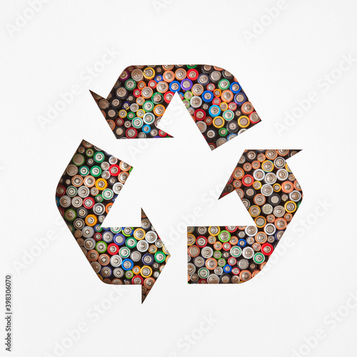 Recycling symbol from batteries.