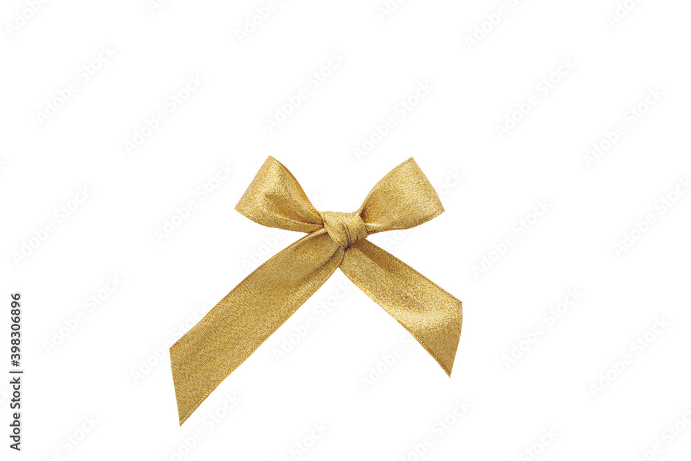 Gold satin ribbon isolated cutout on white background Stock Photo