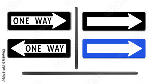 Obraz na plátně One Way road signs and blank, isolated.