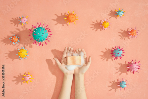 Personal hygiene for anti virus and anti bacteria in cleaning hands concept.