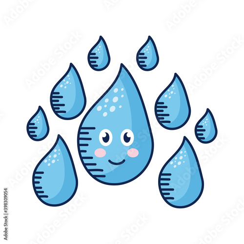 rain drops kawaii weather comic character