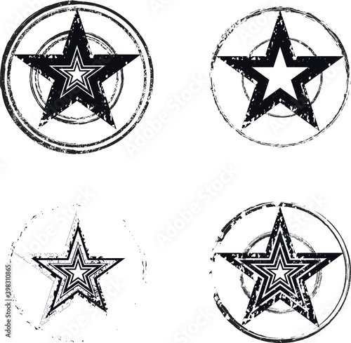 Grunge post Stamps Collection, Stars. Banners, Insignias , Logos, Icons, Labels and Badges Set . vector distress textures.blank shapes.