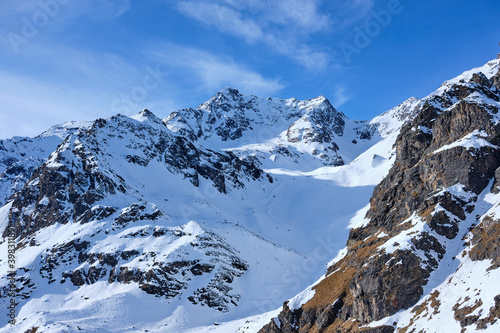 Italian Dolomites. Snow and Mountains. Winter and skiing