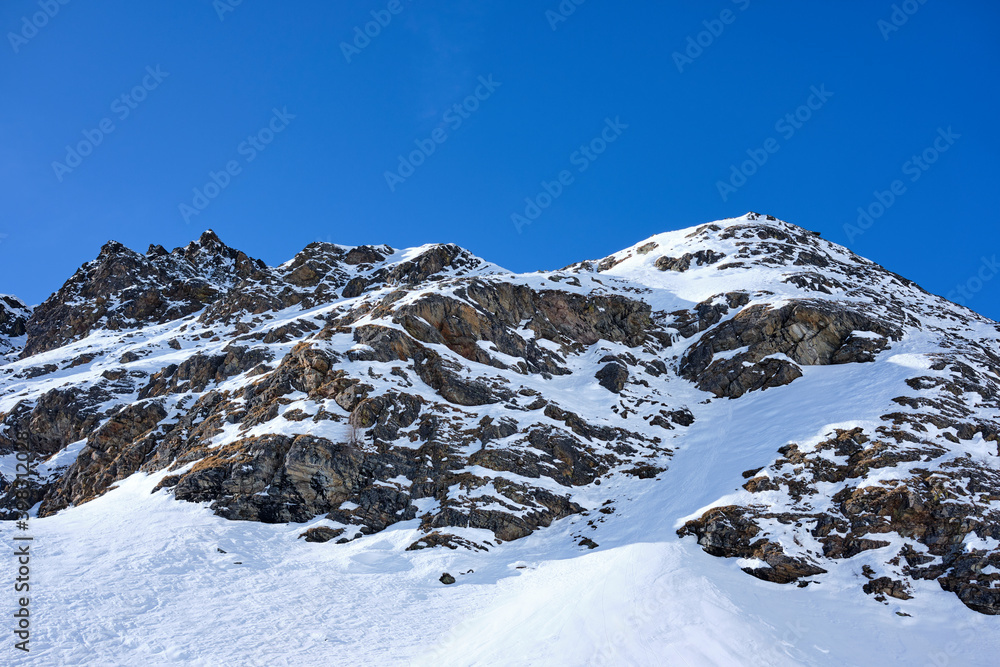 Italian Dolomites. Snow and Mountains. Winter and skiing