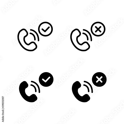 line art and silhouette incoming call and missed call icon design