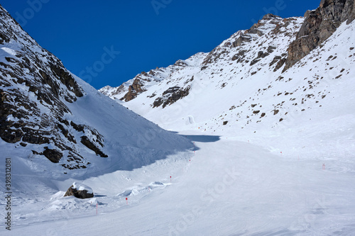 Italian Dolomites. Snow and Mountains. Winter and skiing