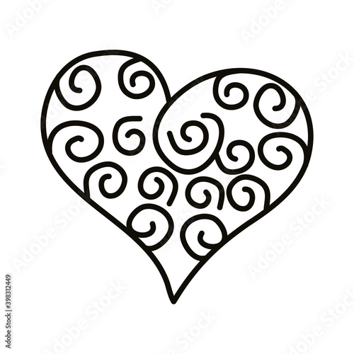 heart love romantic with spiral strokes line style icon