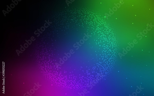 Dark Multicolor vector template with space stars.