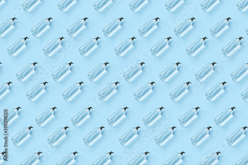 Diagonal pattern from antiseptic bottles. photo