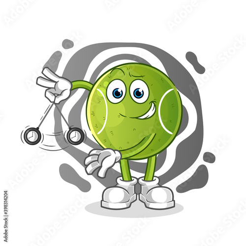 tennis hypnotizing cartoon. cartoon mascot vector