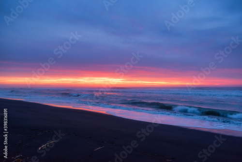 Beautiful sunrise scenery on Khalaktyrsky Beach Kamchatka Peninsula, Russia. photo