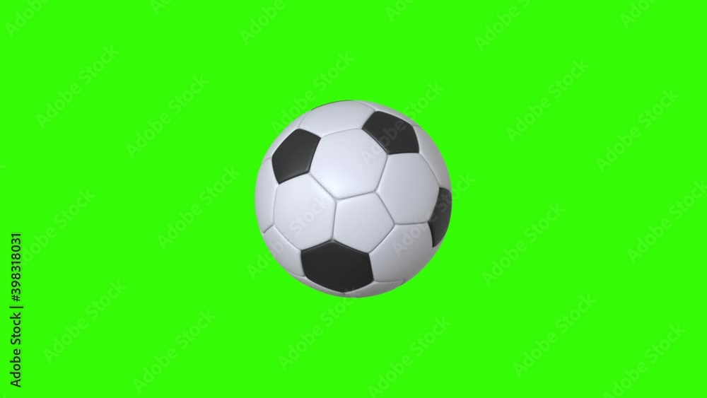 Rotating soccer ball isolated on green background. Sports football 3d illustration Rotating soccer ball isolated on green background. Sports football 3d illustration
