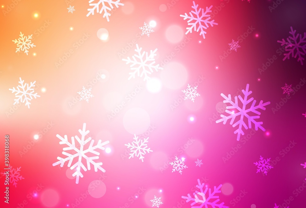 Light Pink, Yellow vector background in Xmas style.
