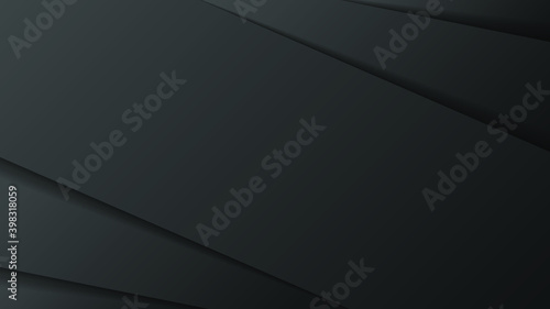 Black Abstract Paper Cut Background Vector Shadows 3D Smooth Objects Modern Design