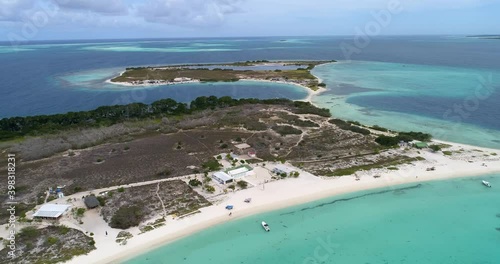 Los roques Venezuela. madrisqui  island.  Aerial view  movement pan rigth to left photo