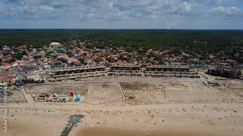 The town of Lacanau France shown from a drone's perspective. photo