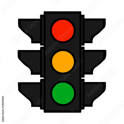 Traffic lights colorful cartoon Stoplight sign. Icon traffic light isolated on white.