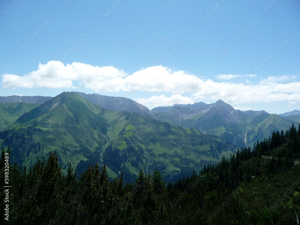 Mountain hiking through Ammergau Alps, Tyrol, Austria Mountain hiking through Ammergau Alps, Tyrol, Austria